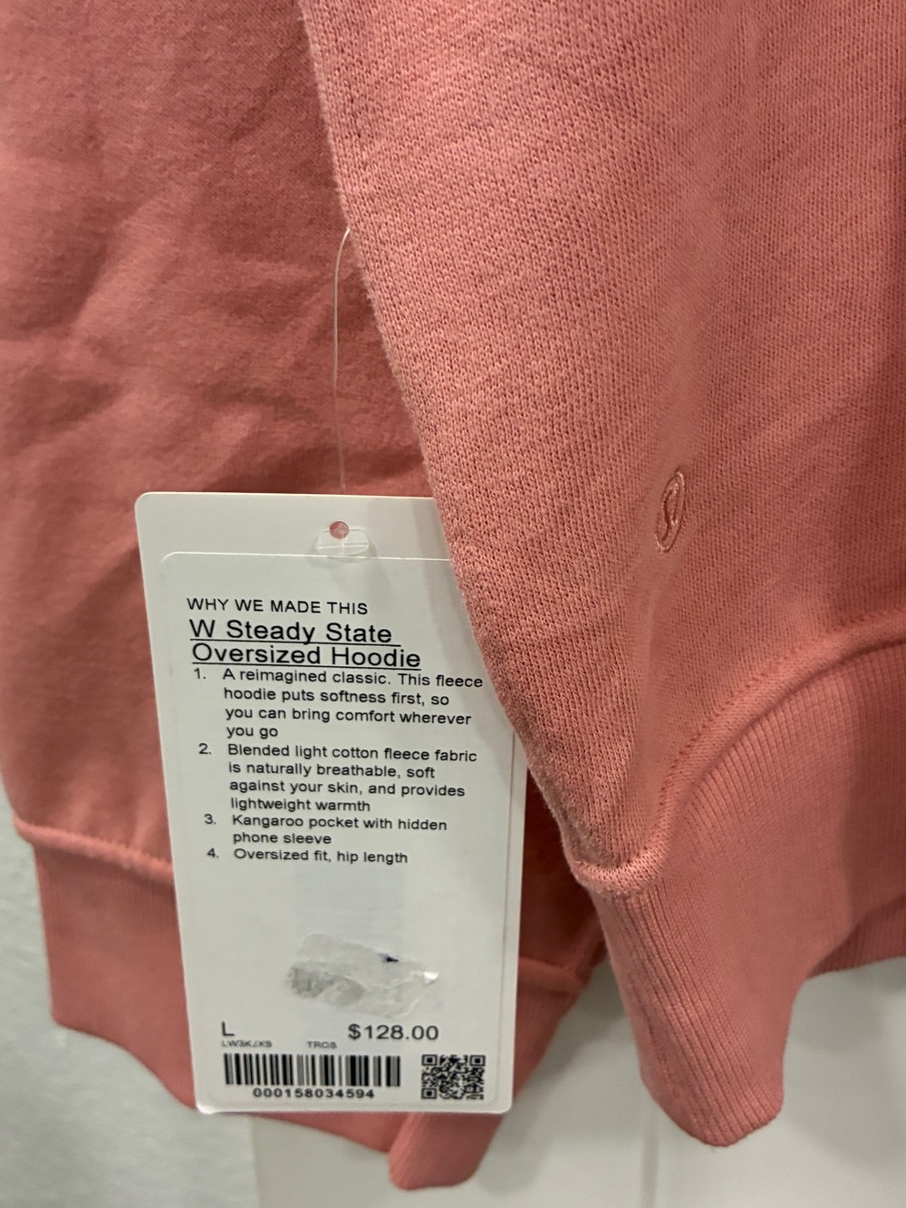 Lululemon W Steady State Oversized Hoodie Pink Large NWT - Picture 2 of 5